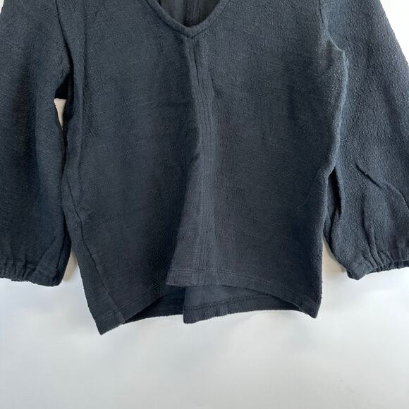 Madewell Texture & Thread Black 3/4 Balloon Sleeve V Neck Top Womens Size XS - Picture 4 of 14